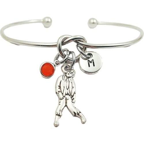 Zombie Retro Creative Initial Letter Monogram Birthstone Adjustable Bracelet Fashion Jewelry Women Gift Pendant