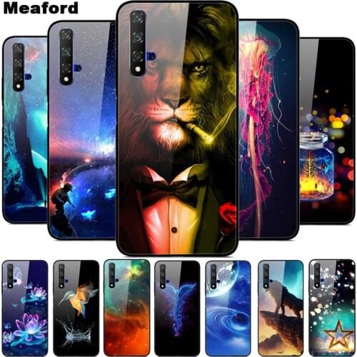 For Huawei Nova 5T Case Tempered Glass Cover 3D Cat Printing Case For Huawei Nova 5T 2019 5 T Phone Case For Huawei Nova5T Cover