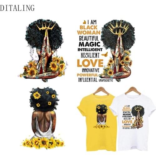 Black Women Praying Patches On Clothes Thermal Sticker DIY Washable Patches African Women Stickers For Ironing Clothes Applique