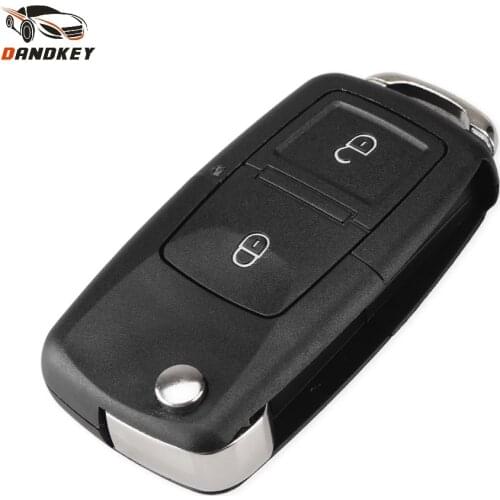 Dandkey Flip Folding Key Shell Case 2 Buttons For Volkswagen VW MK4 Bora Golf 4 5 6 Passat Polo Bora Touran No Batter