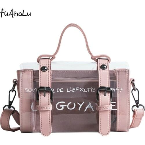 FuAhaLu New fashion transparent jelly bag Korean wild Messenger bag mini girls small bag