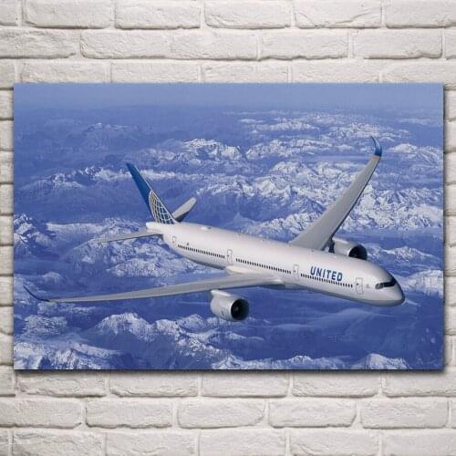 Beautiful blue sky Boeing 787 b787 aircraft flight airplane living room home wall art decor wood frame fabric posters KN625