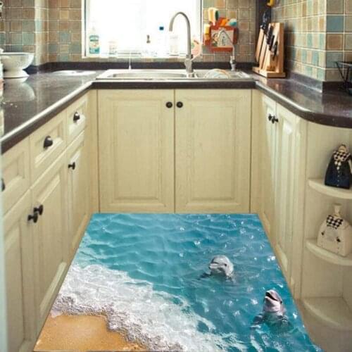 Creative Floor Sticker Ocean Wall Sticker Kitchen Living Room Detachable Waterproof DIY Wall Sticker Decoration