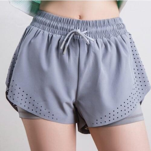 Summer Anti-light Running Training Shorts Ladies Double Fake Two-piece Sports Yoga Fitness Quick-drying Short Women
