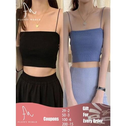 Summer Womens Spaghetti Strap Crop Top Sexy Elastic Bodycon Sleeveless Camis Short Tank Top 2021 Fashion Casual Cropped Vest