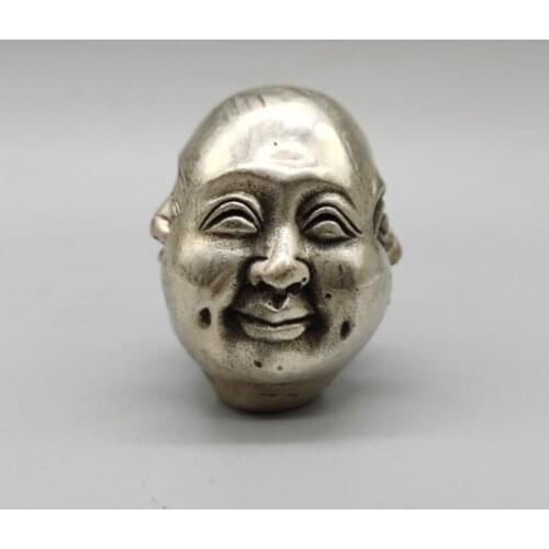 China White copper Joy, anger, sad, happy Buddha head small crafts statue