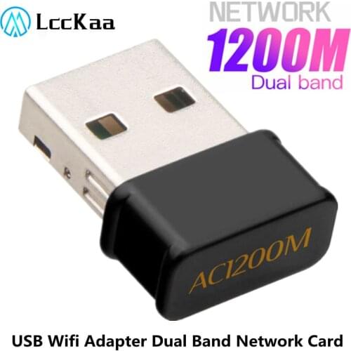 LccKaa Mini USB Wifi Adapter 5.8GHz+2.4GHz USB 2.0 Receiver Wireless Dual Band 1200Mbps Network Card for PC Desktop Laptop
