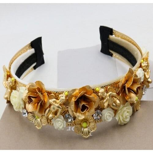 Fashion baroque palace Hair Clip Retro Rhinestones Crystal Hollow metal flower vintage wedding bride gold Hairpin jewelry