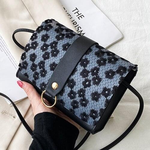 Fashionable Sweet Crossbody Bag Ladies Flower Emboridery Messenger Bag Hasp PU Leather Desinger Handbag For Women 2021 Flap