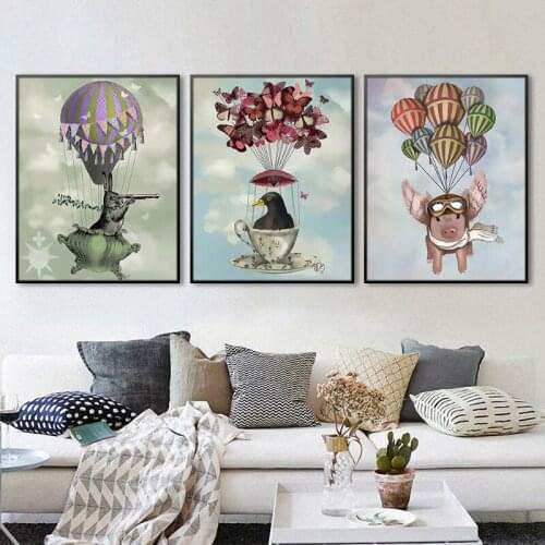 Cartoon Funny Animal Poster Sofa Background Wall Home Decoration Living Room Bedroom Dining Room Frameless Canvas Painting Core