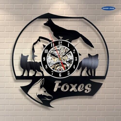 Wall clock Fox Room Decor Vinyl Record Clock Wall Art Home Decor reloj pared