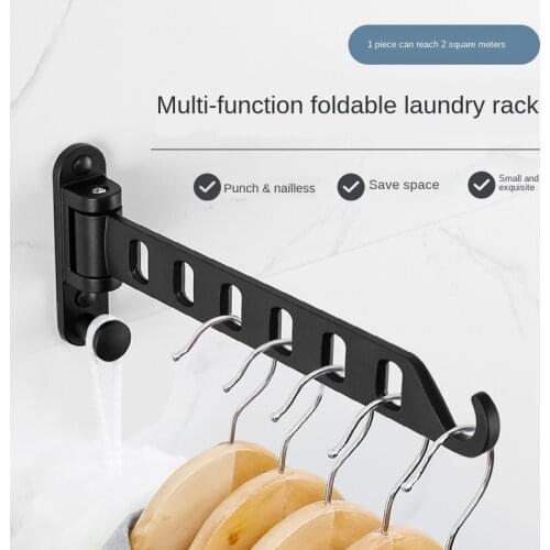 Bathroom Clotheshorse Invisible Balcony Folding Air Rod Space Aluminum Non-perforating Telescopic Hanger