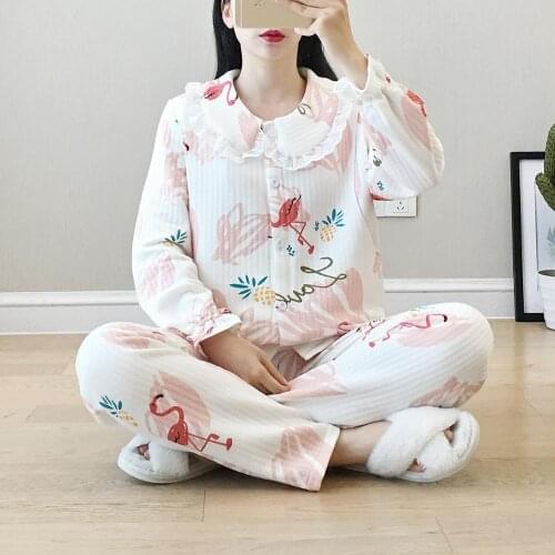 Month clothing autumn and winter postpartum breastfeeding pajamas printing feeding warmth thickening air layer maternity dress