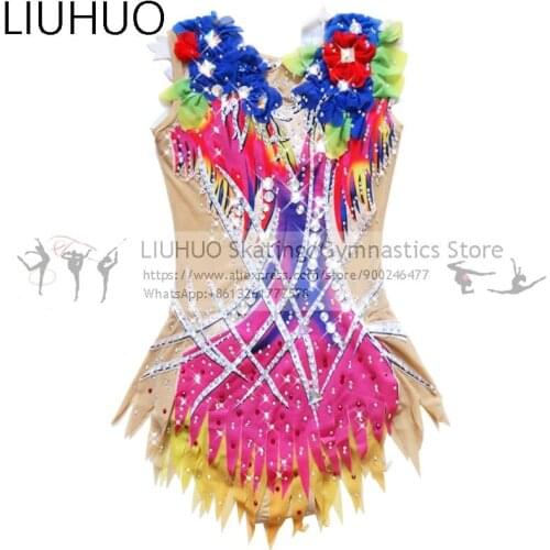 Ice Skating Dress Custom Size Girls Rhythmic Gymnastics leotards Women Bally Tank leotards Competition Unitards Leotards LIUHU