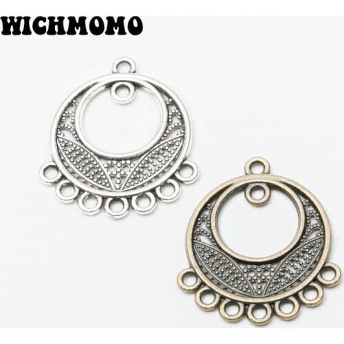 New Fashion 10pieces/bag 26*23mm Zinc Alloy Round Crescent Connector Charms Linker for DIY Earrings Necklace Jewelry Accessories