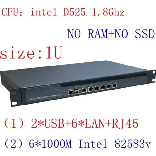Full Gigabit Multi Wan Core Routers with 6 82583v lan Intel D525 1.8G support ROS Mikrotik PFSense Panabit Wayos Barenbone pc