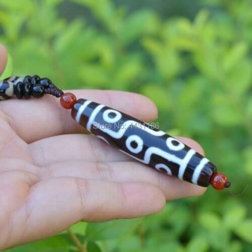 Nature chalcedony Tibetan Dzi. 9*Eyes Bead Amulet Pendant Necklace talisman Good Quality Gift Ornament*Certificate