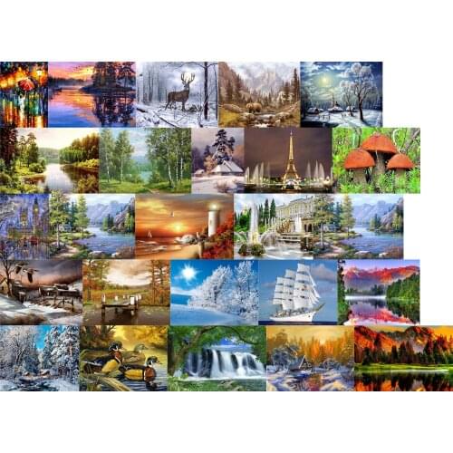 R23304 landscape duck DIY Cross Stitch Embroidery Kits Craft Needlework Set Cotton Thread Printed Canvas Home Design