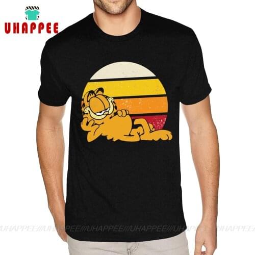 Vintage Sunset Garfield Shirt Big Size Mens Interesting Design Tee Shirts