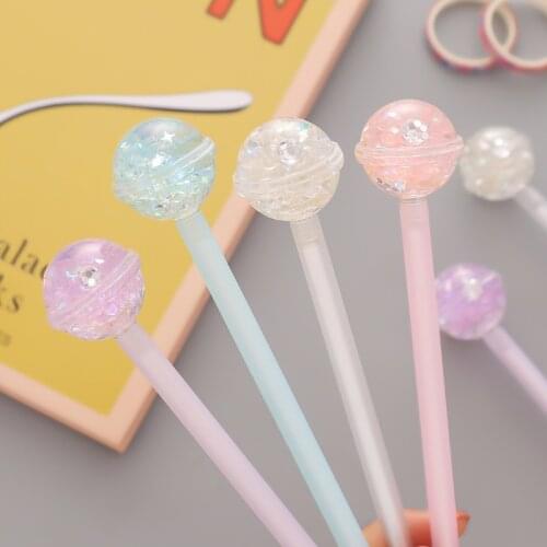 32 pcs/lot Creative Crystal Lollipop Gel Pen Cute 0.5 mm black Ink Signature Pens Promotional Gift School Supplies