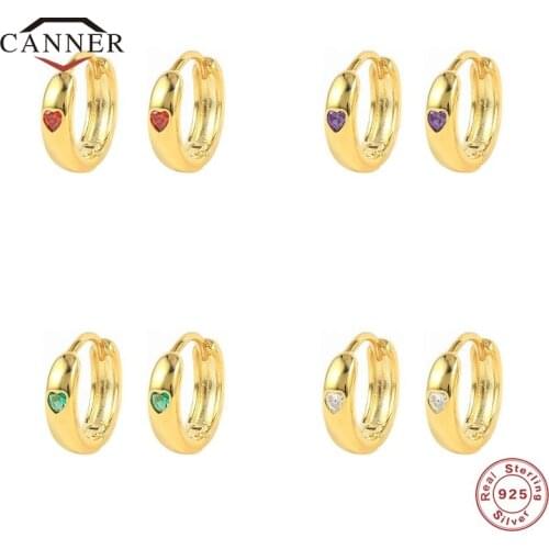 CANNER Real 925 Sterling Silver Piercing Cartilage Huggie Small Round Circle Hoop Earrings for Women Jewelry Earings Couple Gift