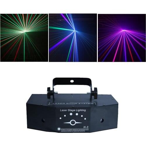 Sharelife 3 Lens Red Green Blue Color DMX Beam Network Laser Light Home Gig Party DJ Projector Stage Lighting Sound Auto H-3