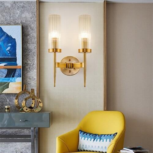 Modern Loft Dining Room Crystal Wall Lamp Retro Golden Noble Hotel Hall Villa Wall Sconce Led Study Bedside Light Free Shipping