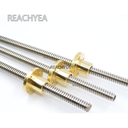 Lead Screw Nut Thread 8mm Length 100mm 200mm 300mm 400-800mm Stainless Steel Trapezoidal Rod With Brass Nut For CNC 3D Printer