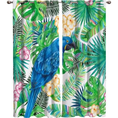 Tropical Plant Palm Leaf Turtle Leavea Parrot Animal Room Curtains Large Window Window Curtains Living Room Kitchen Kids Room