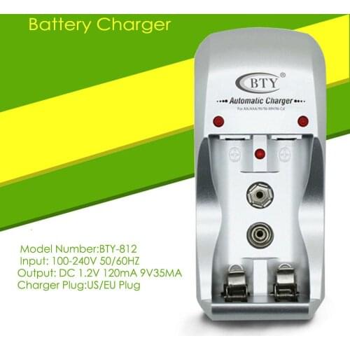 Universal 2 Slots Battery Charger Easy-use for AA/AAA 9V Rechargable Ni-MH Battery Smart Charger EU/US Plug Dropshipping