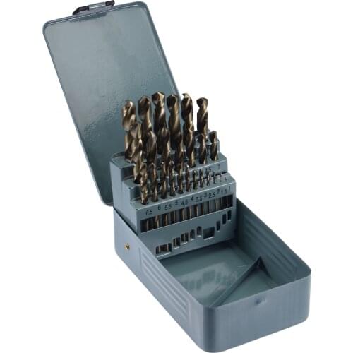 Uxcell High Speed Steel 6542 Cobalt Jobber Twist Drill Bit Set for Stainless Steel Aluminum Alloy Wood 1mm - 13mm 25 Pcs