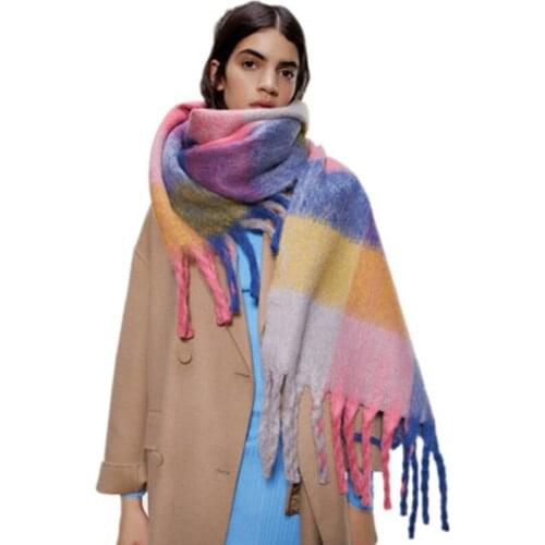 High Quality Cashmere Women blanket Scarf Plaid Soft Winter Thick Warm Pashmina Shawls Brand poncho Colorful manteau femme hiver