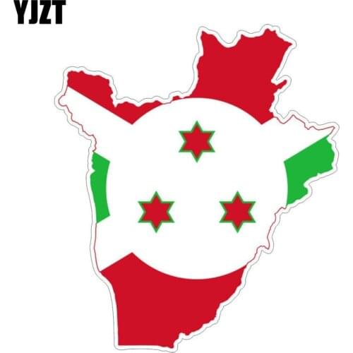 YJZT 14CM*16CM Creative Burundi Flag Map Car Sticker Car Window Decal 6-1223