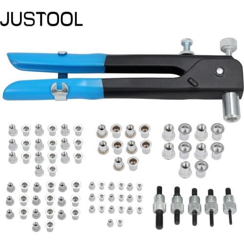 JUSTOOL 86PCS Hand Nut Rivet Gun Riveter Nutsert Kit M3 M4 M5 M6 M8 Threaded Nut Rive Tool Threaded Nut Rivet Tool Riveter Tools