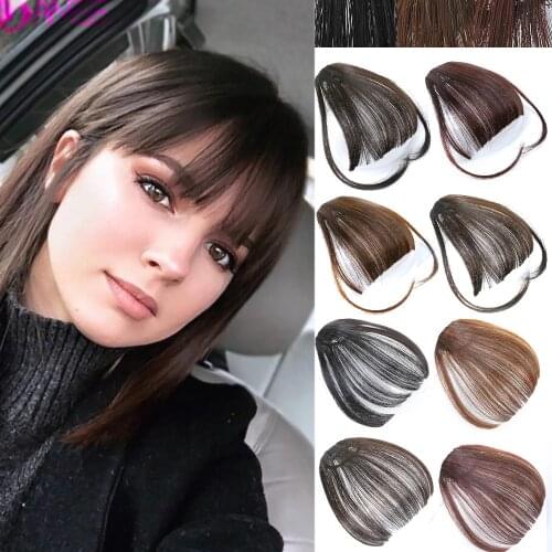 AIYEE Clip in Hair Air Bangs Invisible Synthetic Bangs Front Fiber Thin Blunt Hairpiece Fiber Hair Bangs for Women