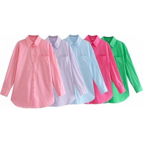 ZXQJ Casual Women Turn-down Collar Oversize Cotton Shirts 2021 Summer Fashion Ladies Long Sleeve Loose Tops Girls Chic Shirt