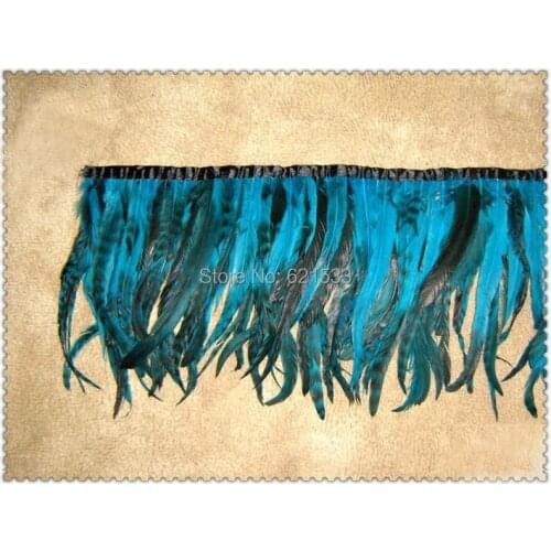 2Meters/lot!35cm Height!Quality Grizzly Iridescent Turquoise/Sky Blue COQUE TAIL FEATHER TRIM Fringe,freeshipping