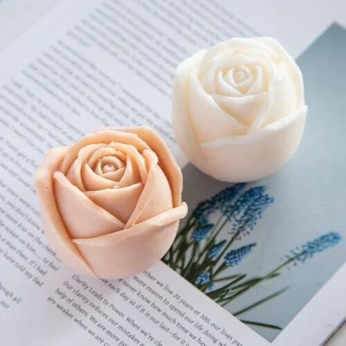 3D Rose Bud Flower Mold For Candle Mould Rose Aromatherapy Candle Silicone Molds DIY Gypsum Clay Craft Home Cake Decoration Mold