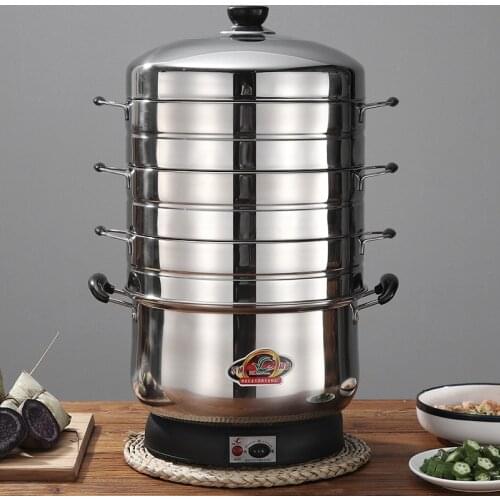 4 Layers Stainless Steel Electric Steamer Multifunction Food Steamer Pot Energy Saving Electric Hot Pot Food Warmer Rice Steamer