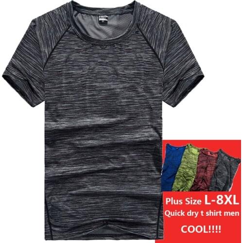Plus Size 7XL 8XL T Shirt Men Fast-Dry Breathable Tops Summer Stripe Male Tee T-shirt Stretch Athletic Fitness Tshirts Tee Shirt