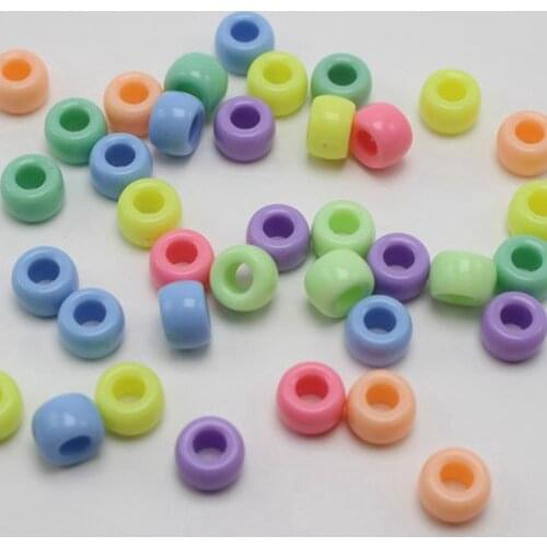 200 Mixed Transparent Color Acrylic Barrel Pony Beads 9X6mm for Kids Craft Kandi