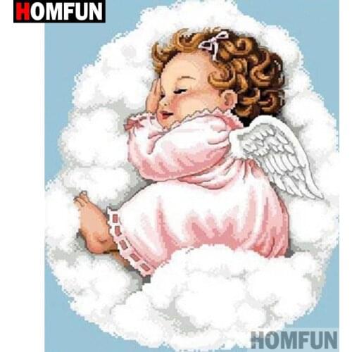 HOMFUN Full Square/Round Drill 5D DIY Diamond Painting "Angel baby" 3D Diamond Embroidery Cross Stitch Home Decor A20315