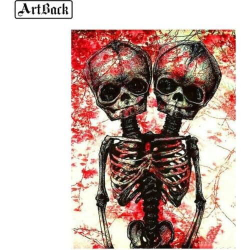 5d diy diamond painting two skull pattern full square drill diamond embroidery 3d full round diamond mosaic wall sticker