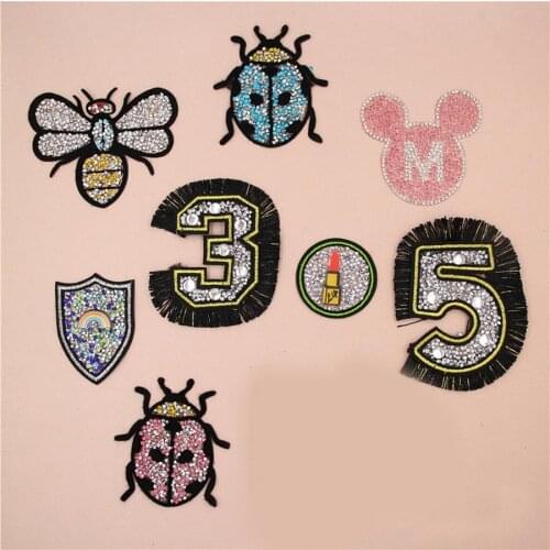 Diamond Rhinestone Embroidered Patch Cap Clothes Stickers Bag Sew Iron On Applique DIY Apparel Sewing Clothing Accessories BU123