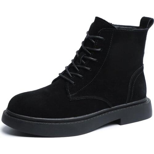 Cow suede Ankle Boots women motorcycle Short Boots Ladies platform shoes Autumn Fashion Casual Middle heel Booties