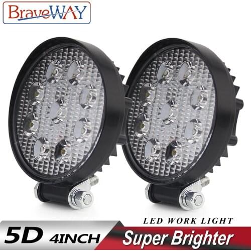 BraveWay 5D 4.3 Inch 27W LED Work Light Spot Flood Led Beam for Car Trucks Lamp SUV Driving Fog Lights Offroad 4WD Boat 12V 24V