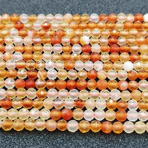 Natural Stone Loose Beads Beaded 3mm Red Agate Round Faceted Bead Making DIY Bracelet Necklace Earrings Jewelry Accessories