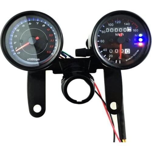 Full metal casing motorcycle retro modified universal double meter mileage instrument electronic speed meter