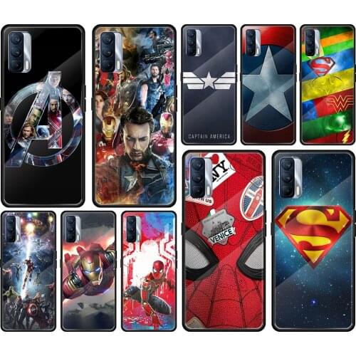 Avenger Marvel Superhero Tempered Glass Cover For Realme 7 7i XT C3 6 5 Pro for OPPO A9 2020 A52 Find X2 Lite Phone Case