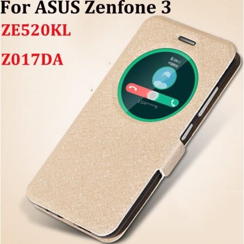 Open window cover For ASUS Zenfone3 Case cover For ASUS Zenfone 3 ZE520KL/Z017DA leather phone Cases back cover filp shell